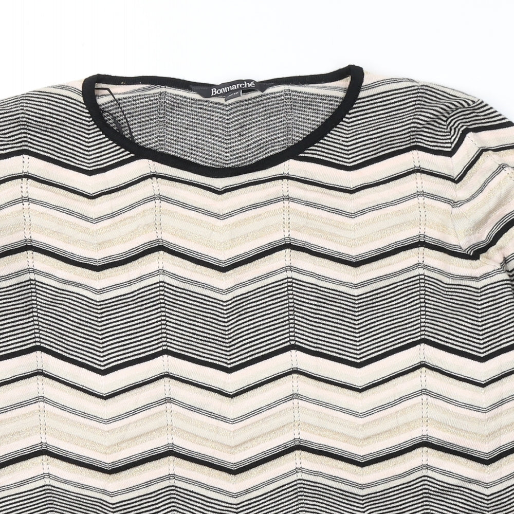Bonmarché Womens Multicoloured Round Neck Striped Viscose Pullover Jumper Size 16