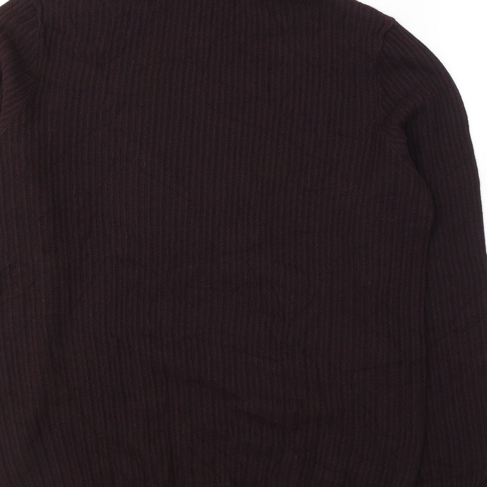 H&M Womens Red Roll Neck  Acrylic Pullover Jumper Size L