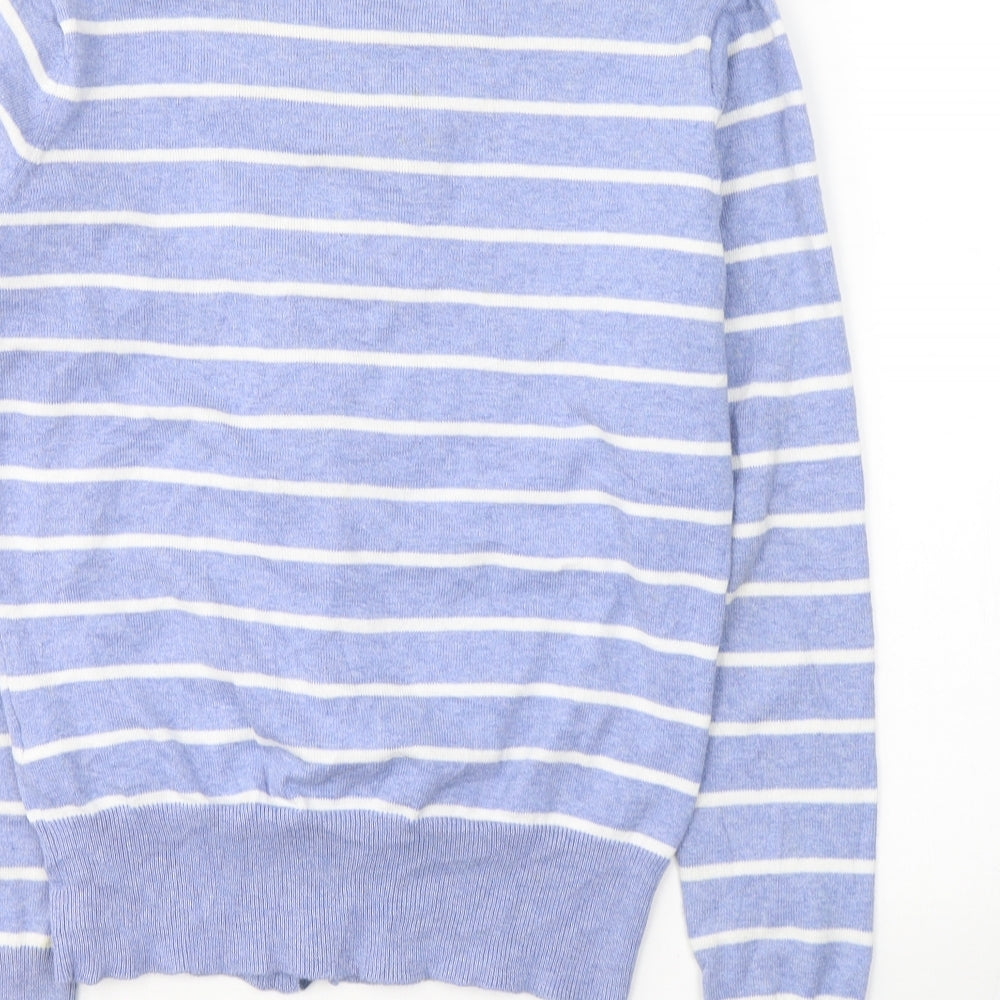 Atmosphere Womens Blue Round Neck Striped Cotton Cardigan Jumper Size 12