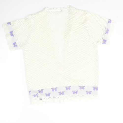 Envy Womens White Round Neck  Nylon Cardigan Jumper Size M