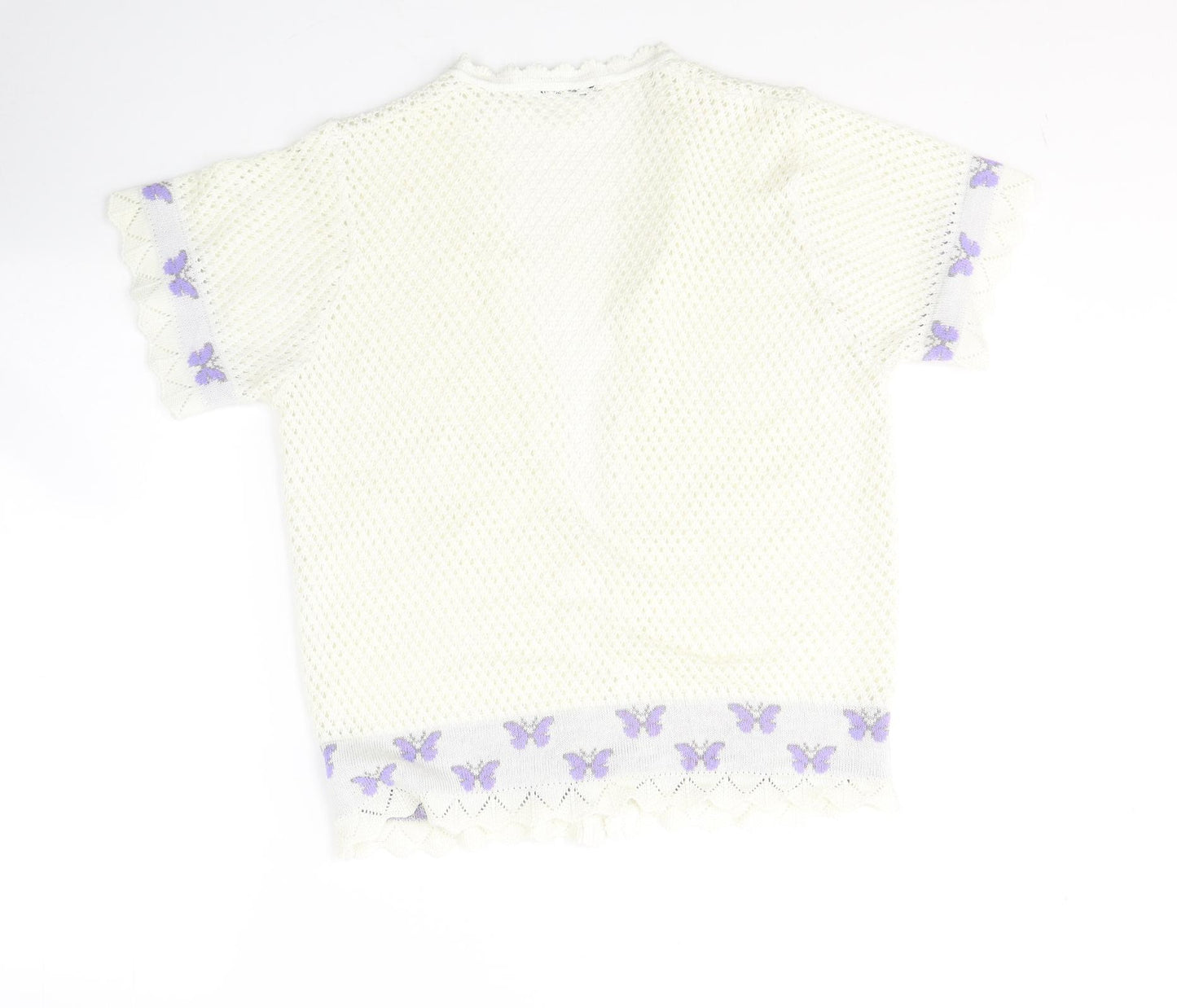 Envy Womens White Round Neck  Nylon Cardigan Jumper Size M