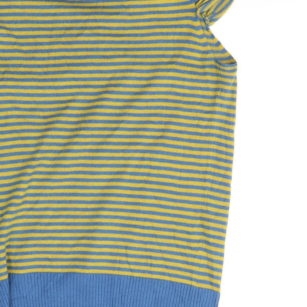 Topshop Womens Yellow Round Neck Striped Acrylic Pullover Jumper Size 12