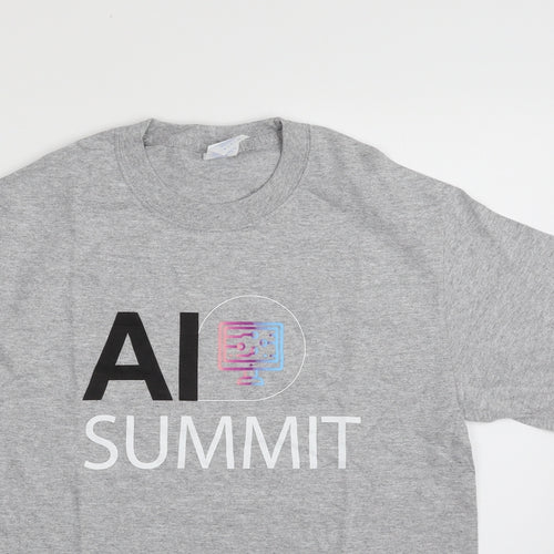 Gildan Mens Grey  Cotton  T-Shirt Size S Crew Neck  - AI Summit