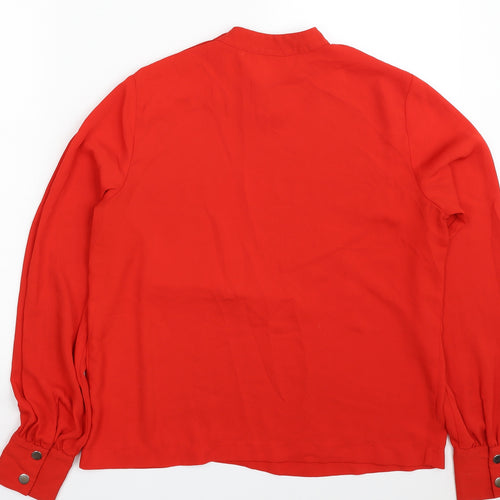 Stradivarius Womens Red  Polyester Basic Blouse Size M High Neck
