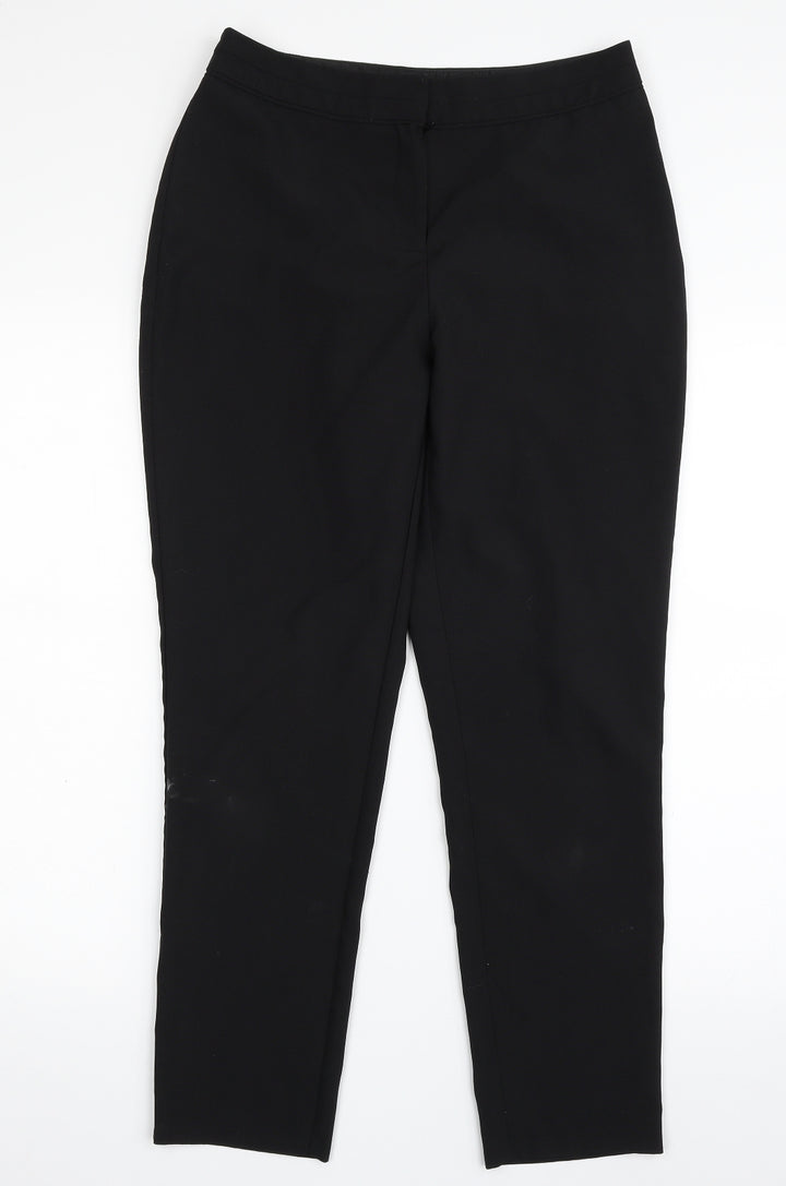 F&F Womens Black Polyester Chino Trousers Size 10 L27 in Regular Zip