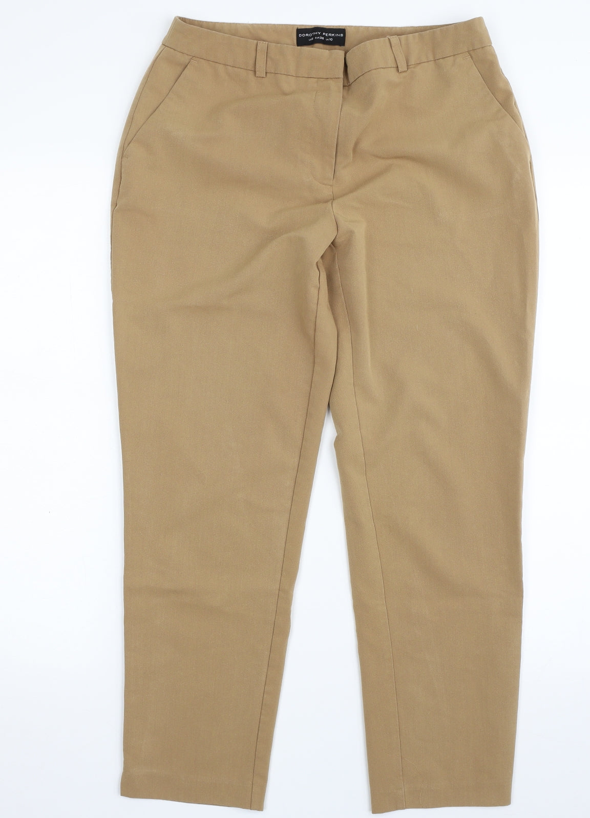 Dorothy Perkins Womens Beige  Polyester Cropped Trousers Size 10 L25 in Regular Zip