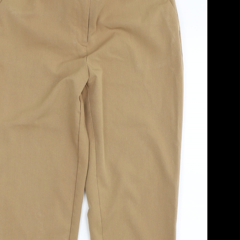 Dorothy Perkins Womens Beige  Polyester Cropped Trousers Size 10 L25 in Regular Zip