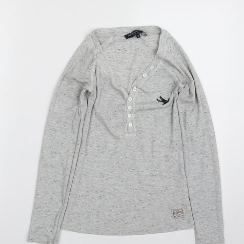 New Look Womens Grey Spotted Cotton Pullover Sweatshirt Size 8  Button