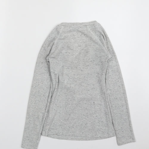 New Look Womens Grey Spotted Cotton Pullover Sweatshirt Size 8  Button