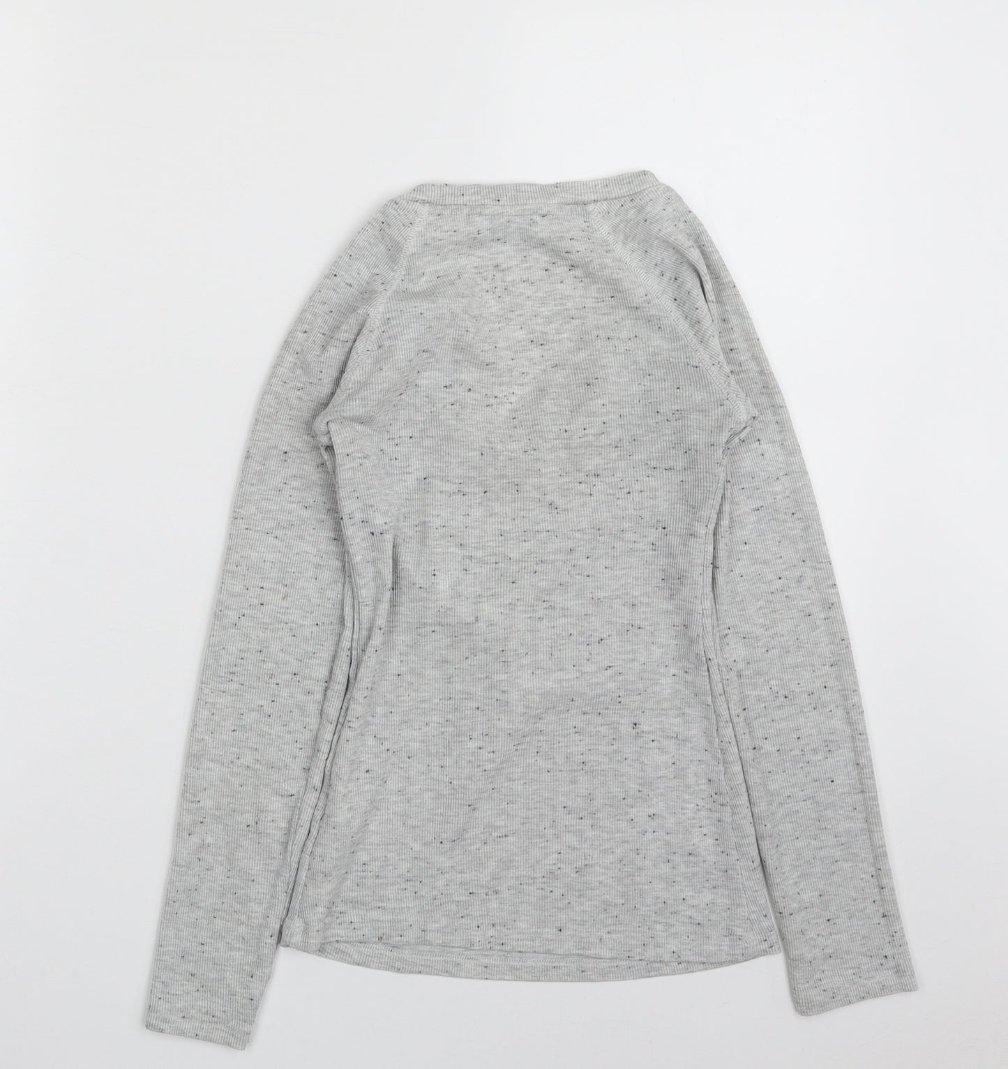 New Look Womens Grey Spotted Cotton Pullover Sweatshirt Size 8  Button