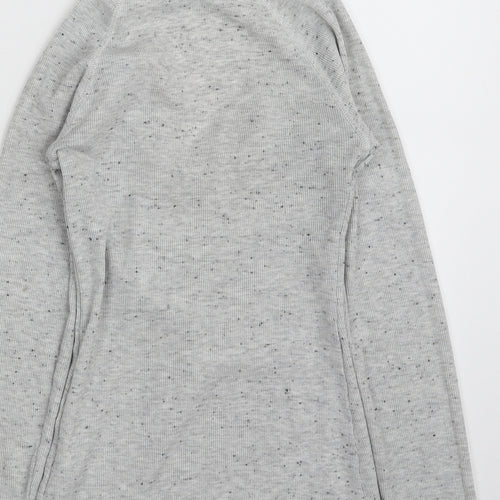 New Look Womens Grey Spotted Cotton Pullover Sweatshirt Size 8  Button