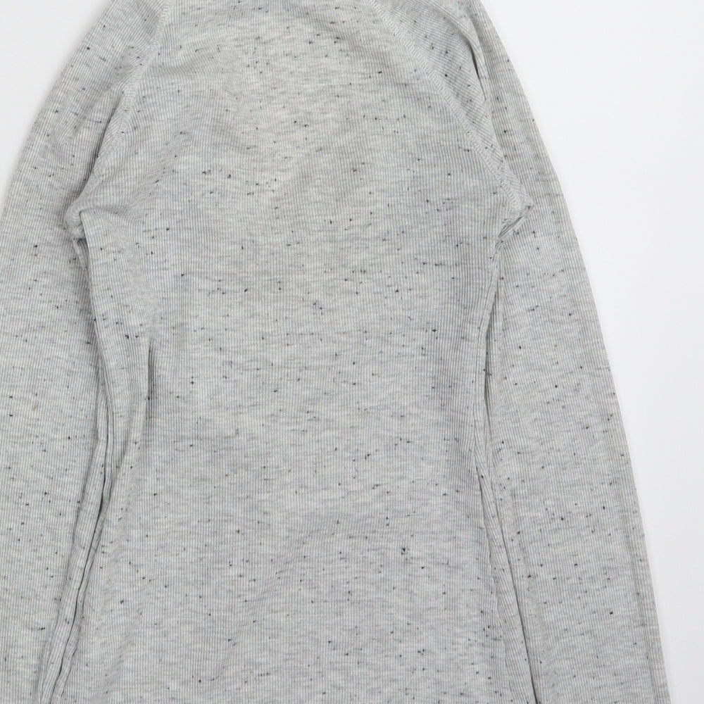New Look Womens Grey Spotted Cotton Pullover Sweatshirt Size 8  Button