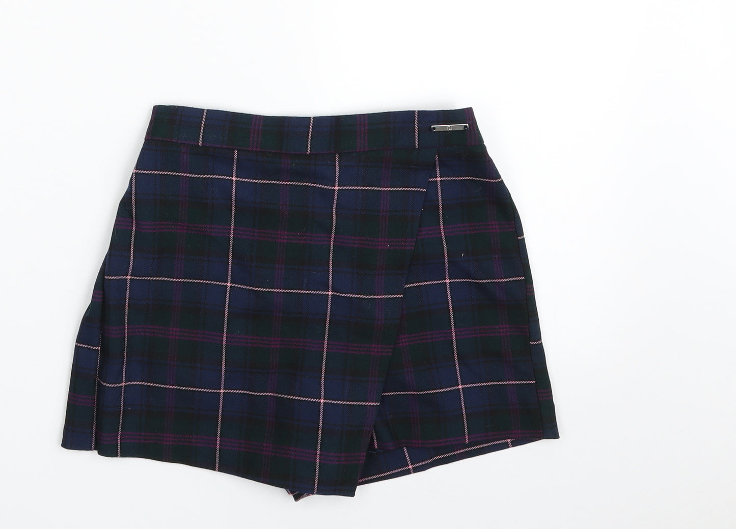River Island Girls Multicoloured Plaid Polyester Mini Skort Size 7-8 Years  Regular