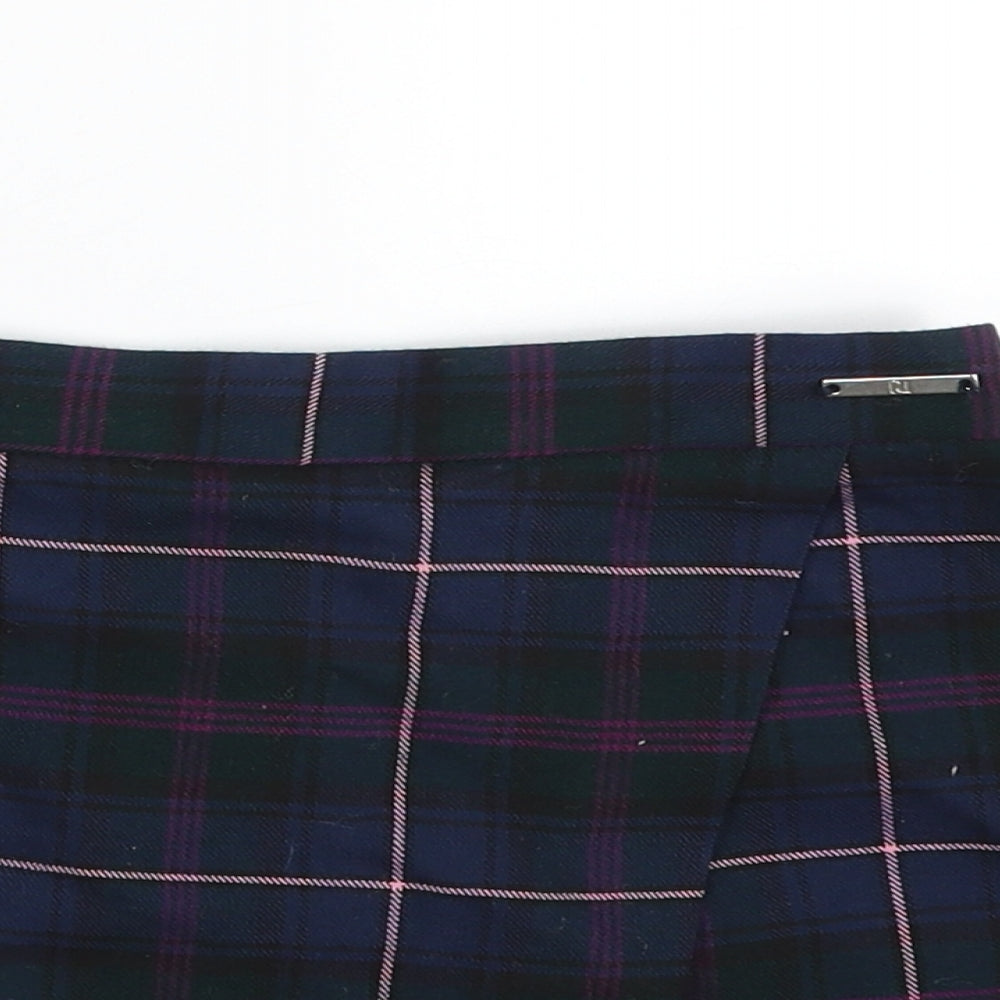 River Island Girls Multicoloured Plaid Polyester Mini Skort Size 7-8 Years  Regular