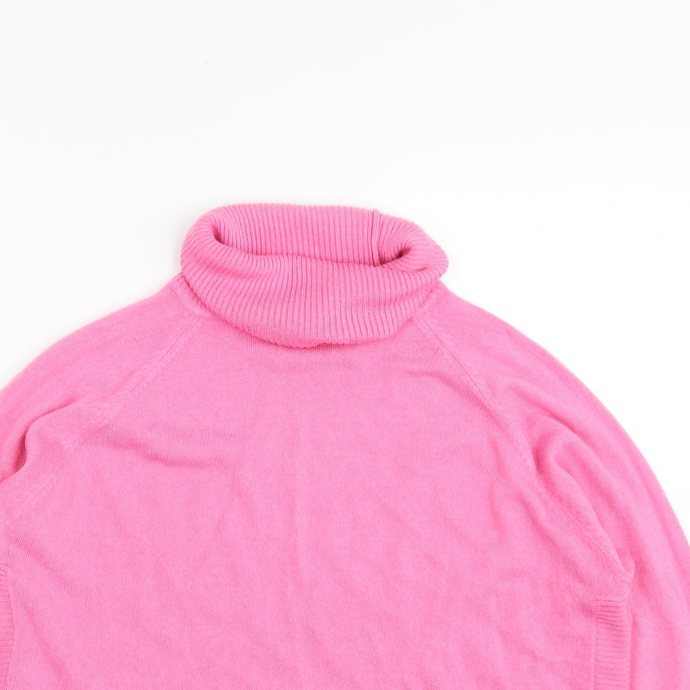 Dunnes Stores Womens Pink Roll Neck  Acrylic Pullover Jumper Size M