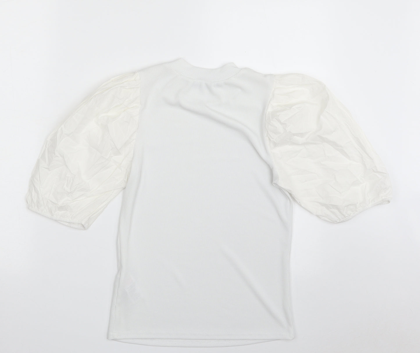 New Look Womens White  Polyester Basic T-Shirt Size 12 High Neck