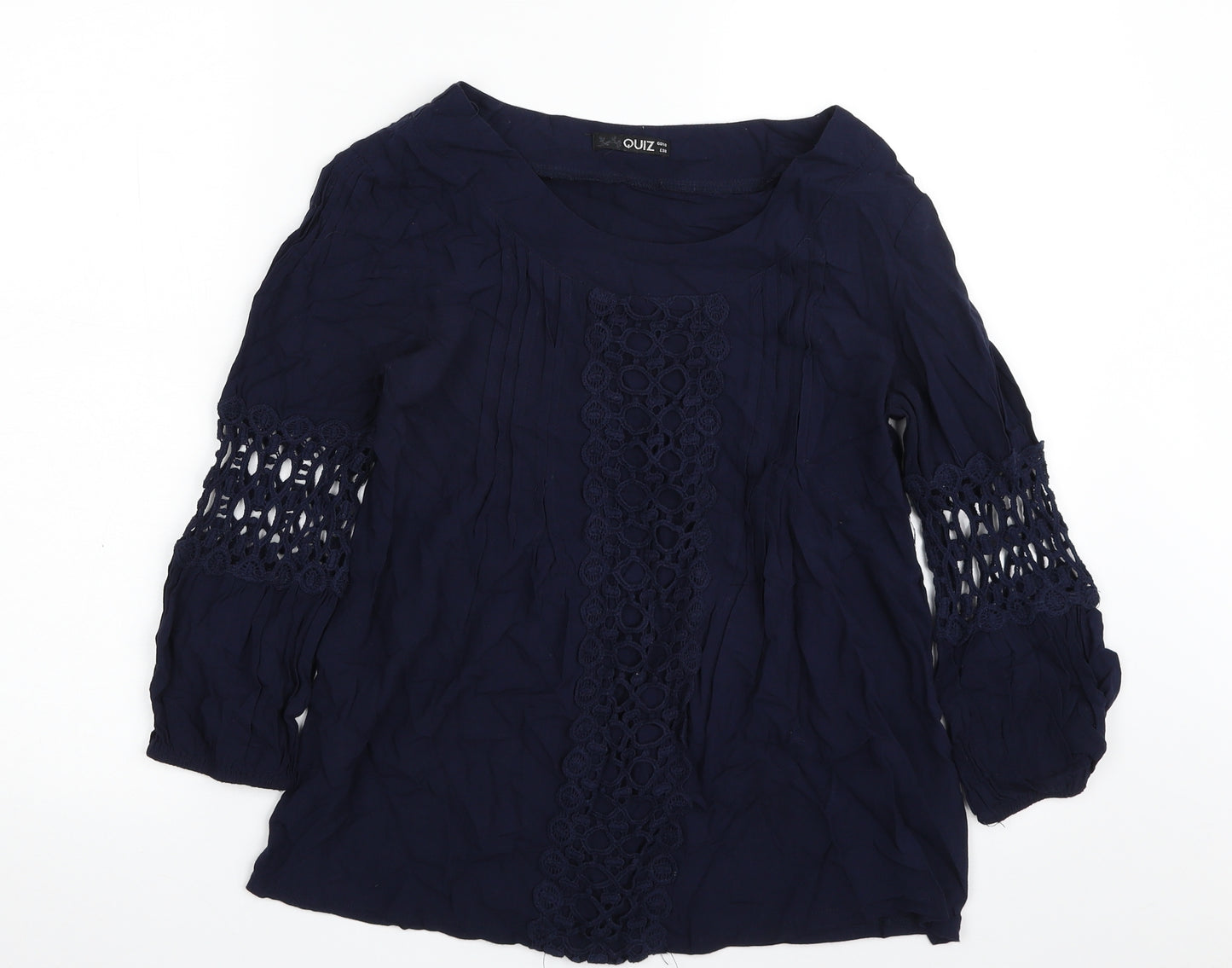 Quiz Womens Blue  Viscose Basic Blouse Size 10 Boat Neck