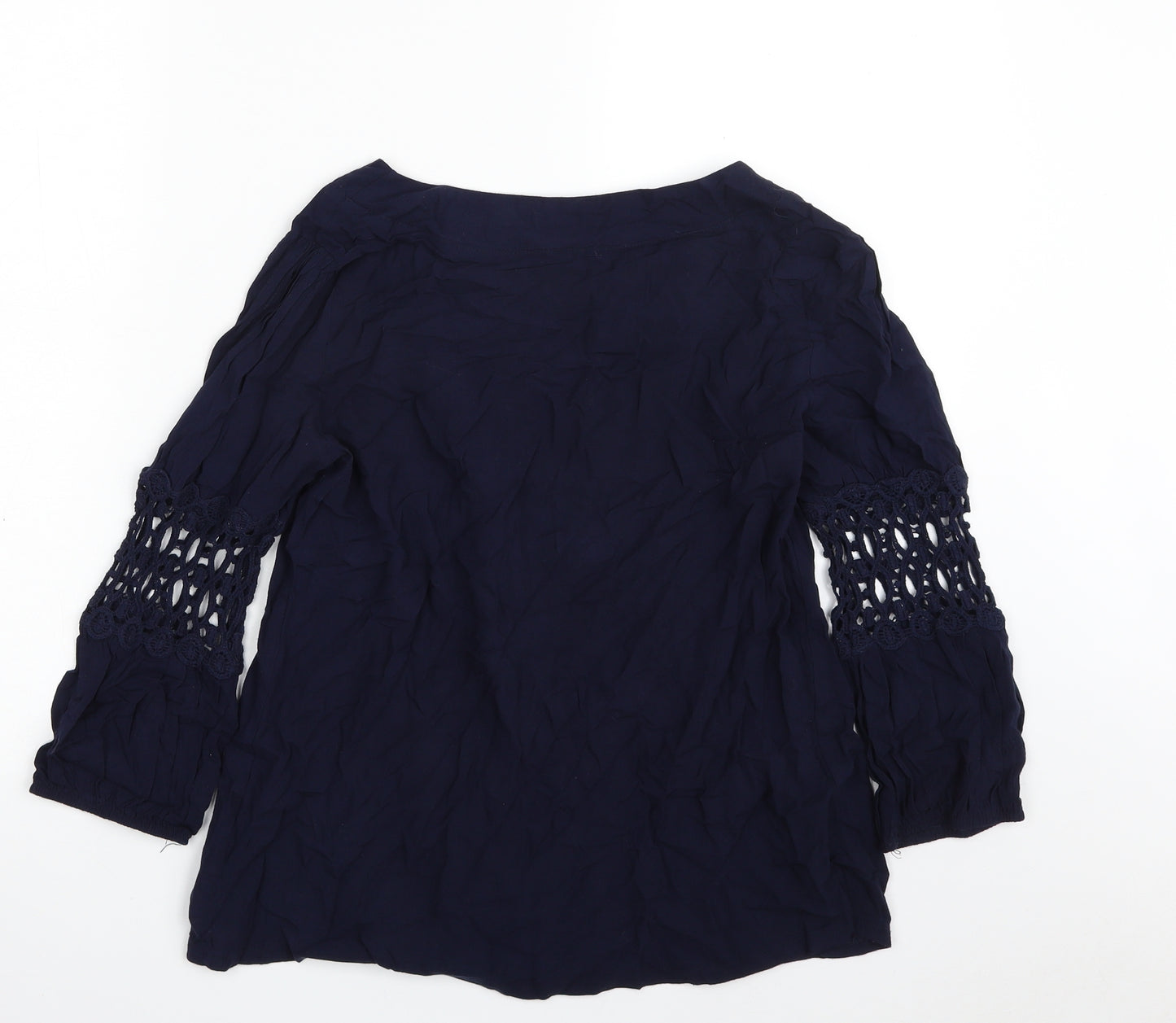 Quiz Womens Blue  Viscose Basic Blouse Size 10 Boat Neck