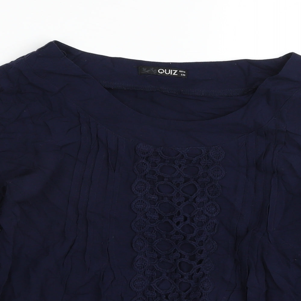 Quiz Womens Blue  Viscose Basic Blouse Size 10 Boat Neck