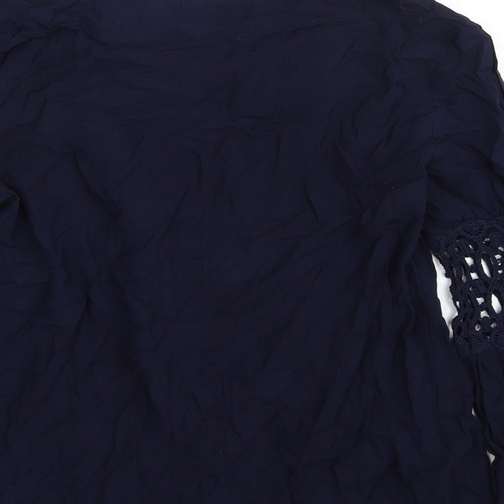 Quiz Womens Blue  Viscose Basic Blouse Size 10 Boat Neck