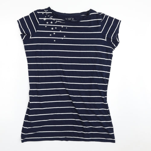 F&F Womens Blue Striped 100% Cotton Top Nightshirt Size 12   - Bed, I love you