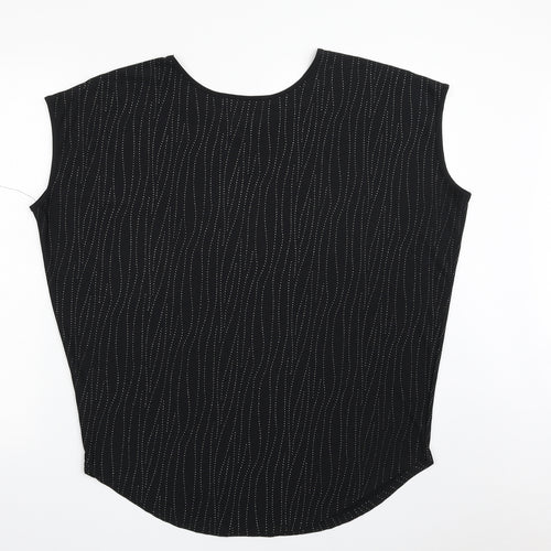 Klass Womens Black Striped Polyester Basic Blouse Size M Boat Neck