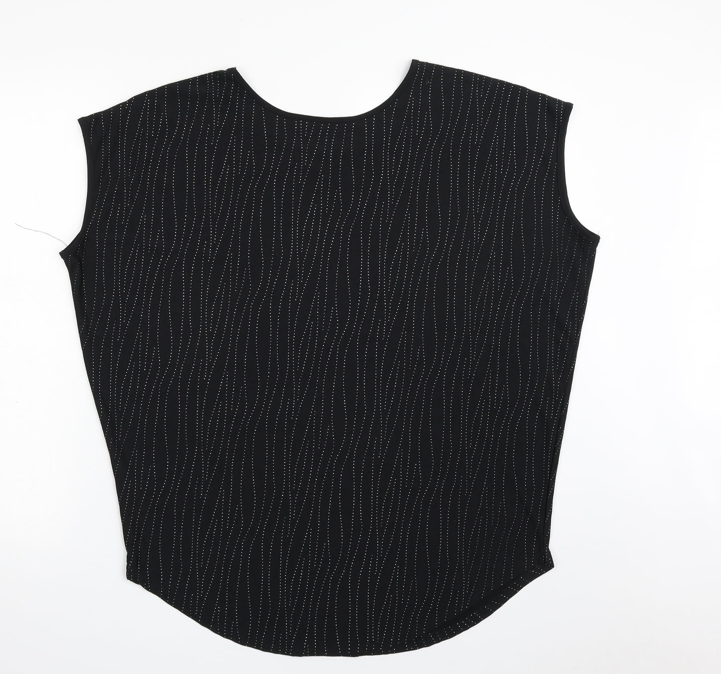 Klass Womens Black Striped Polyester Basic Blouse Size M Boat Neck