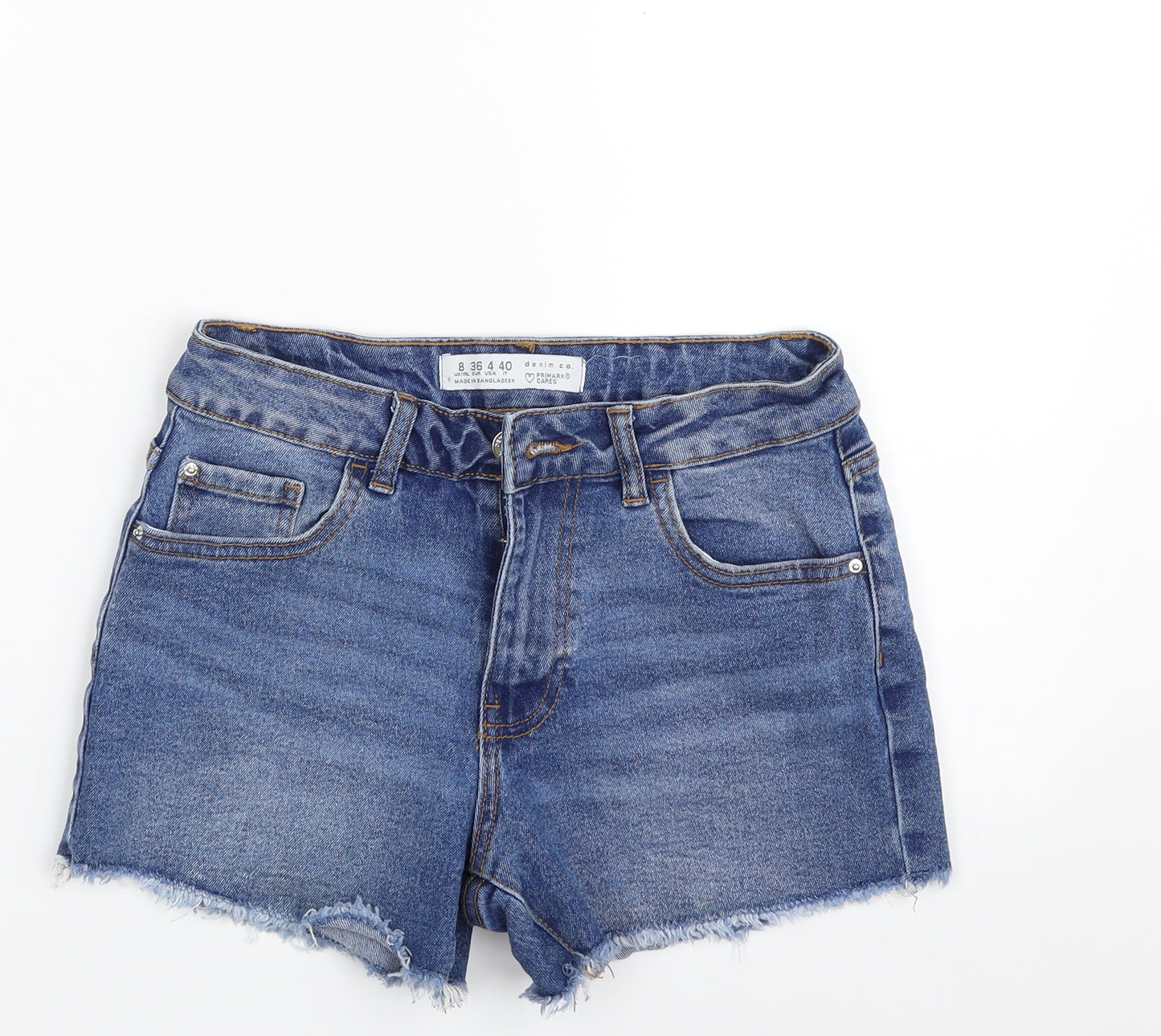 Denim & Co. Womens Blue  Cotton Hot Pants Shorts Size 8 L3 in Slim Zip