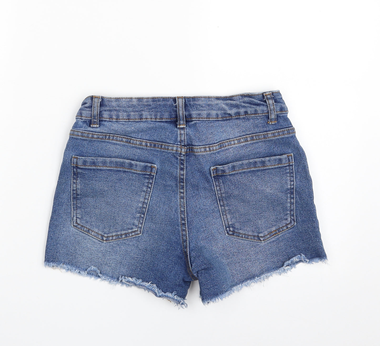 Denim & Co. Womens Blue  Cotton Hot Pants Shorts Size 8 L3 in Slim Zip