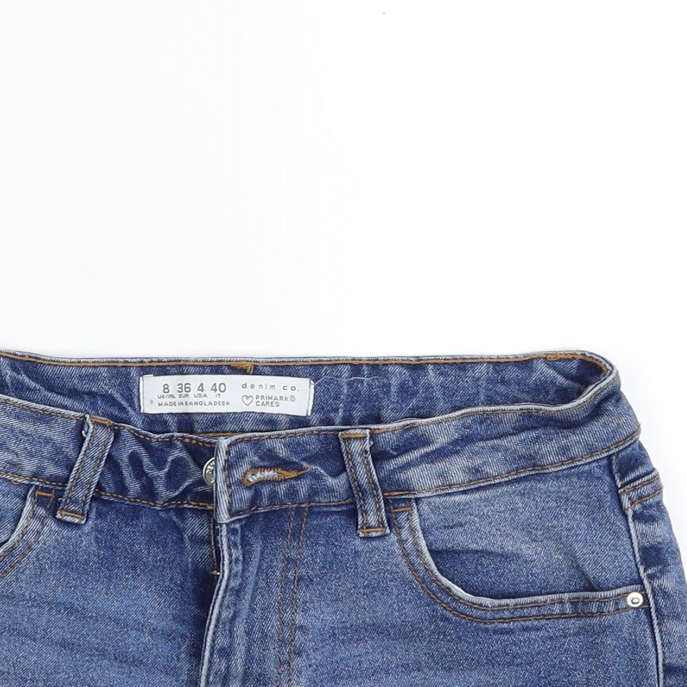 Denim & Co. Womens Blue  Cotton Hot Pants Shorts Size 8 L3 in Slim Zip
