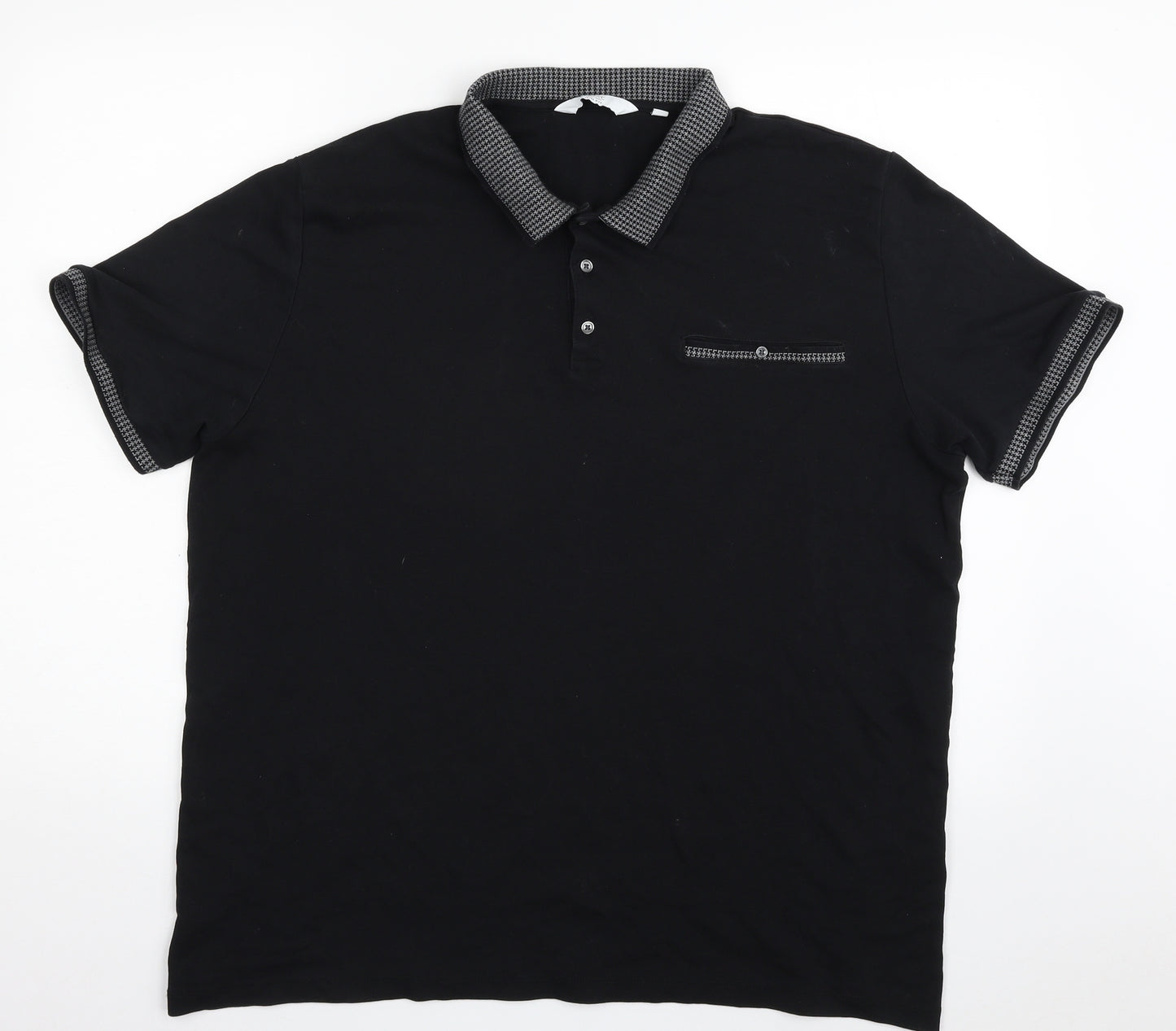 NEXT Mens Black  100% Cotton  Polo Size XL Collared Button