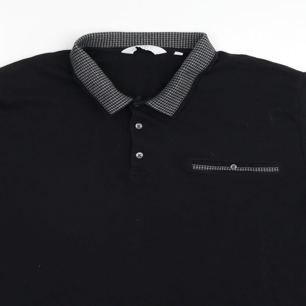 NEXT Mens Black  100% Cotton  Polo Size XL Collared Button