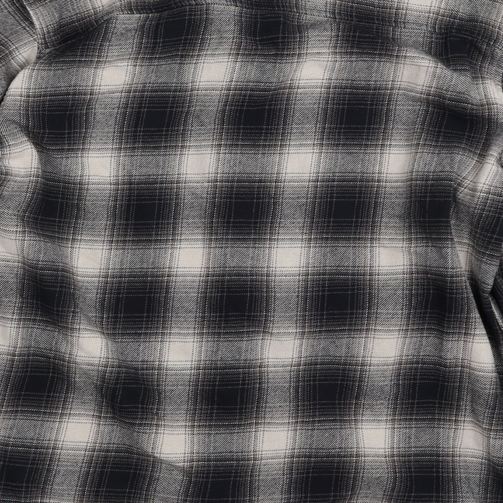 F&F Mens Grey Plaid Cotton  Button-Up Size XL Collared Button