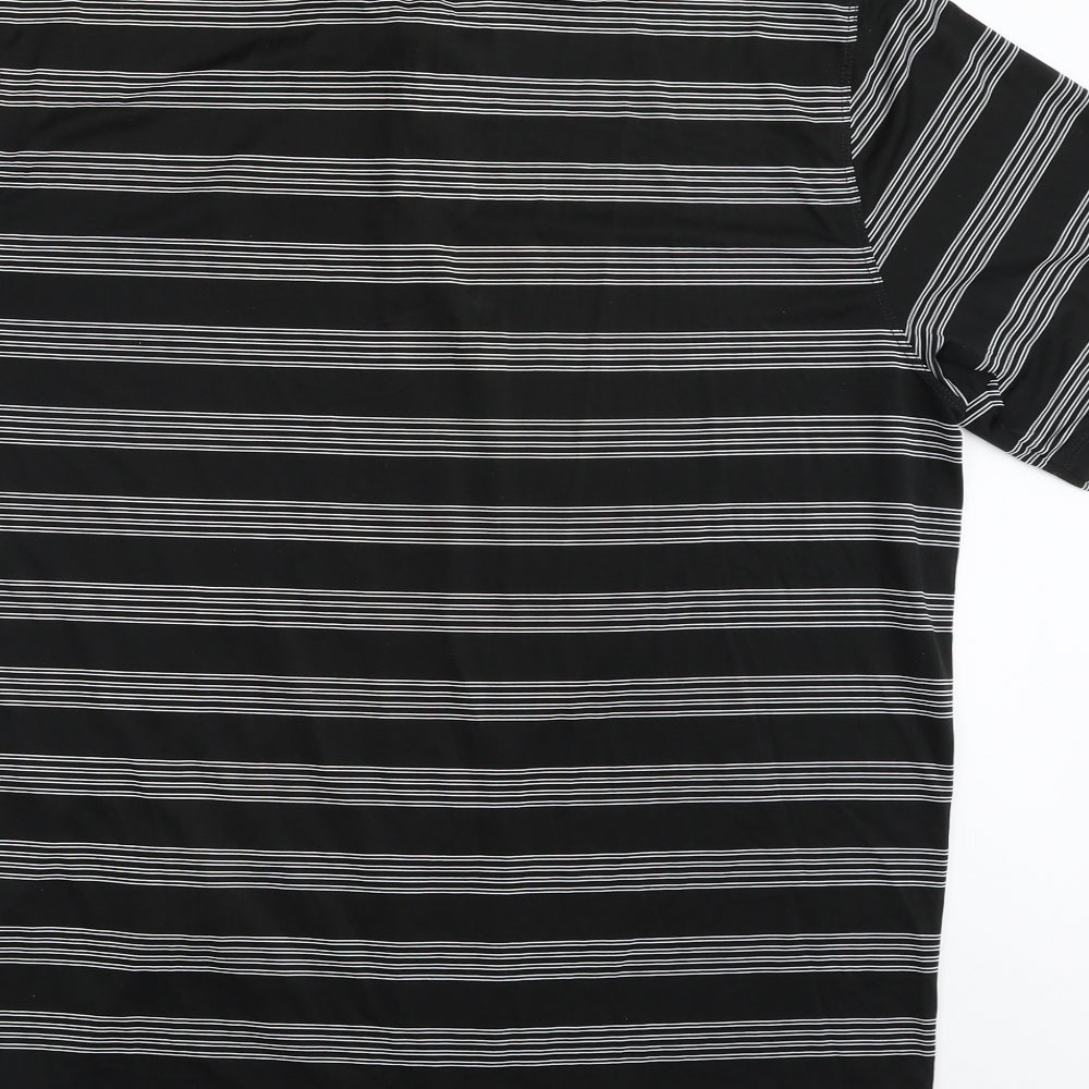 Nike Mens Black Striped 100% Polyester  Polo Size L Collared Button