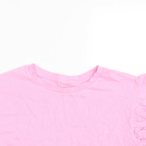 Dunnes Stores Womens Pink  100% Cotton Cropped T-Shirt Size S Crew Neck