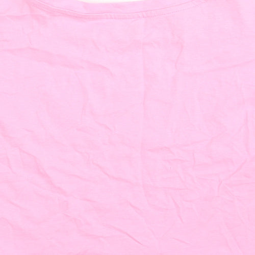 Dunnes Stores Womens Pink  100% Cotton Cropped T-Shirt Size S Crew Neck