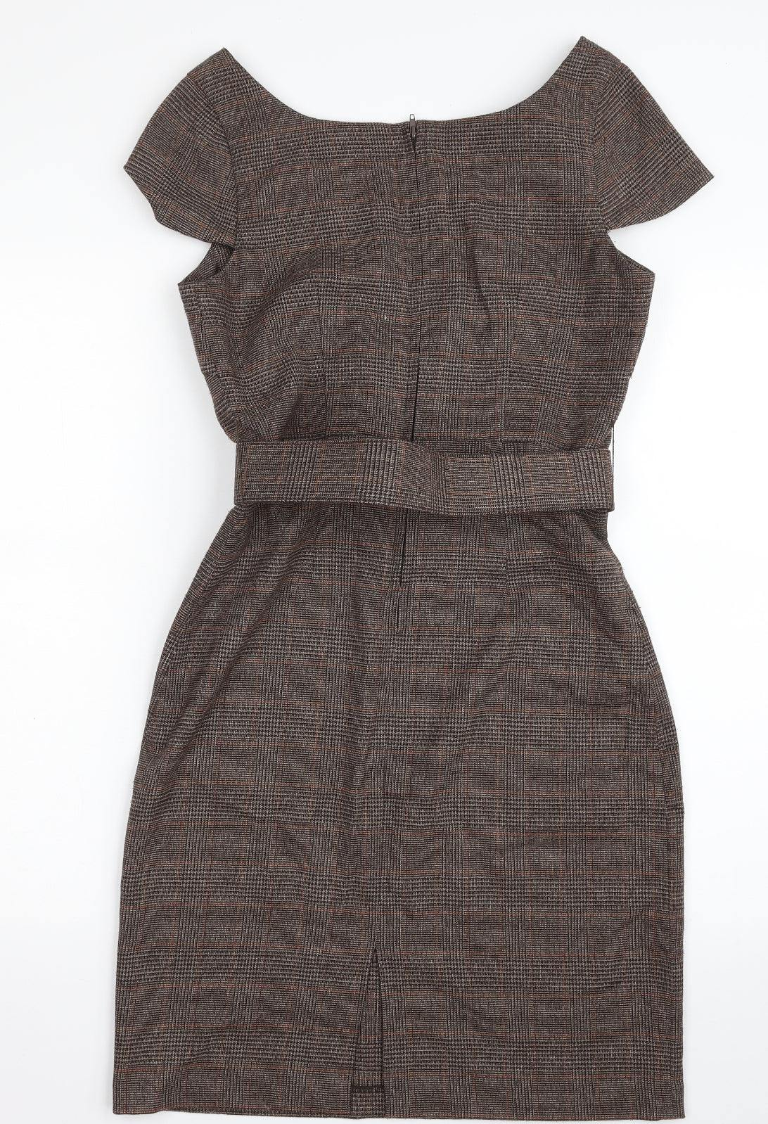 BB Dakota Womens Brown Plaid Polyester Shift  Size 6  V-Neck Zip