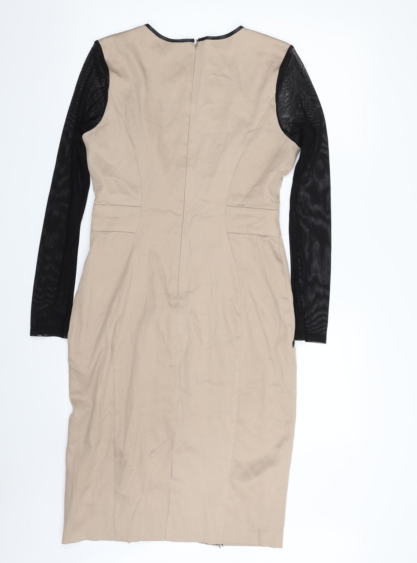Julien Macdonald Womens Beige Floral Polyester Sheath  Size 10  Scoop Neck Zip
