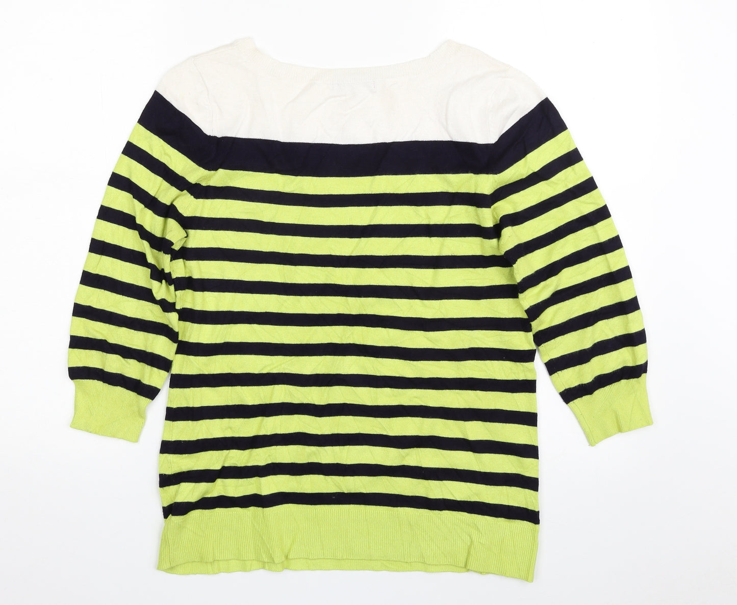 Red Womens Multicoloured Boat Neck Striped Rayon Pullover Jumper Size L