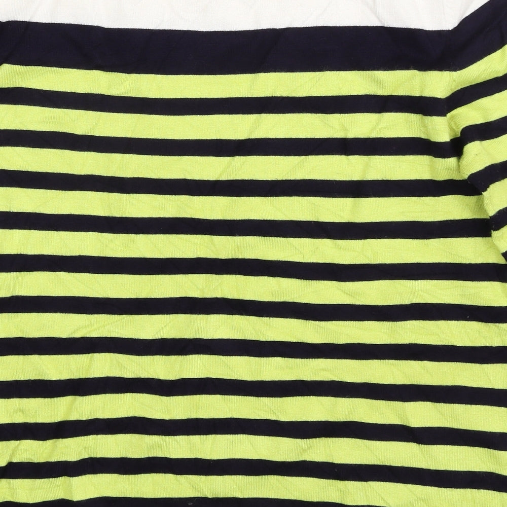 Red Womens Multicoloured Boat Neck Striped Rayon Pullover Jumper Size L