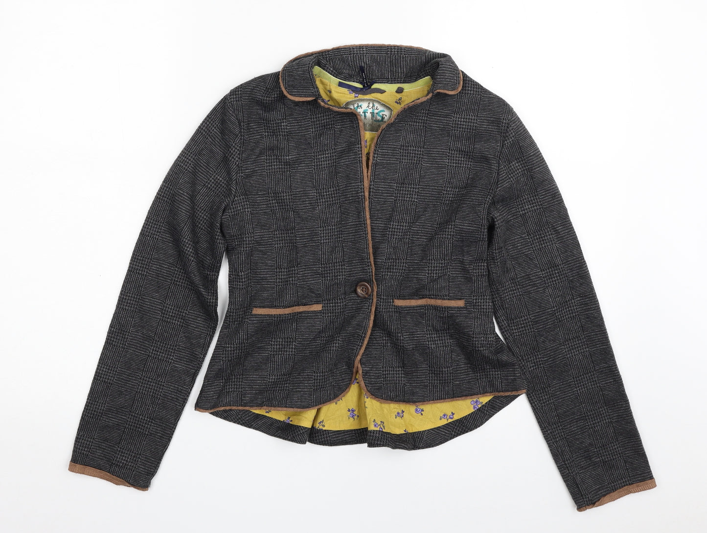 NEXT Girls Grey Plaid  Jacket Blazer Size 11 Years  Button