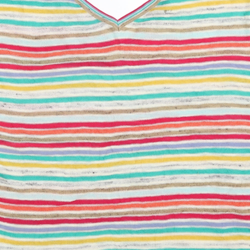 Marks and Spencer Womens Multicoloured V-Neck Striped Acrylic Vest Jumper Size 14