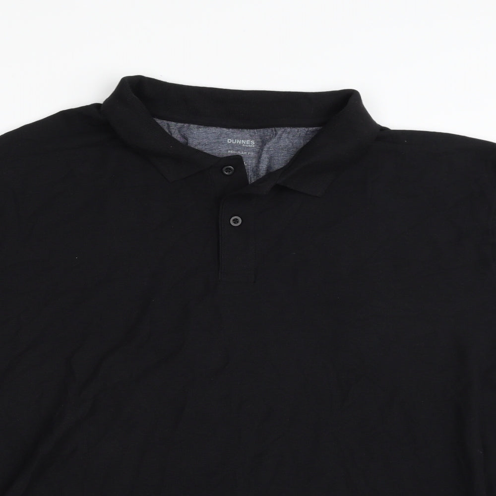 Dunnes Stores Mens Black  100% Cotton  Polo Size 2XL Collared Button