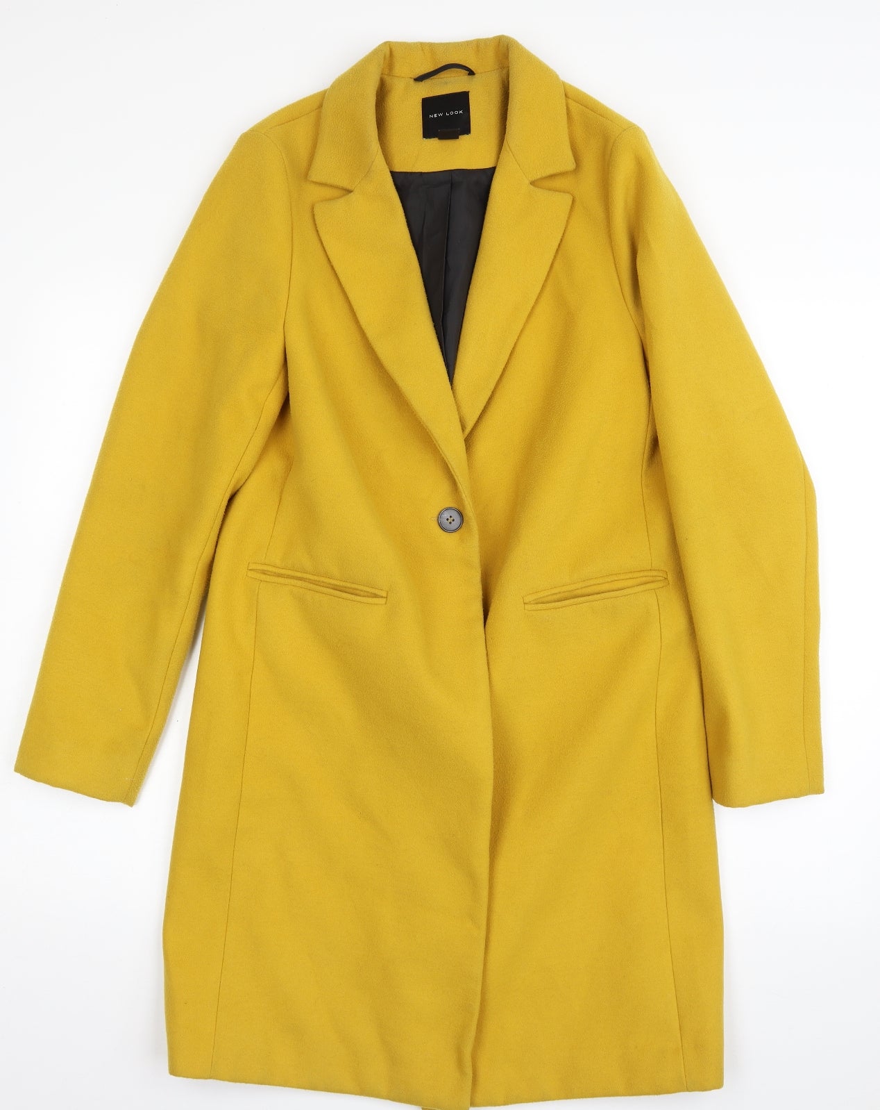 New Look Womens Yellow   Overcoat Coat Size 10  Button