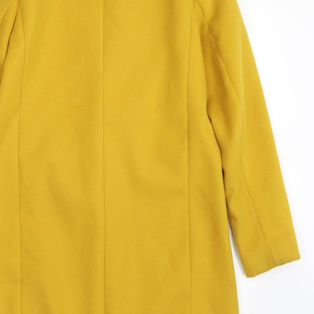New Look Womens Yellow   Overcoat Coat Size 10  Button