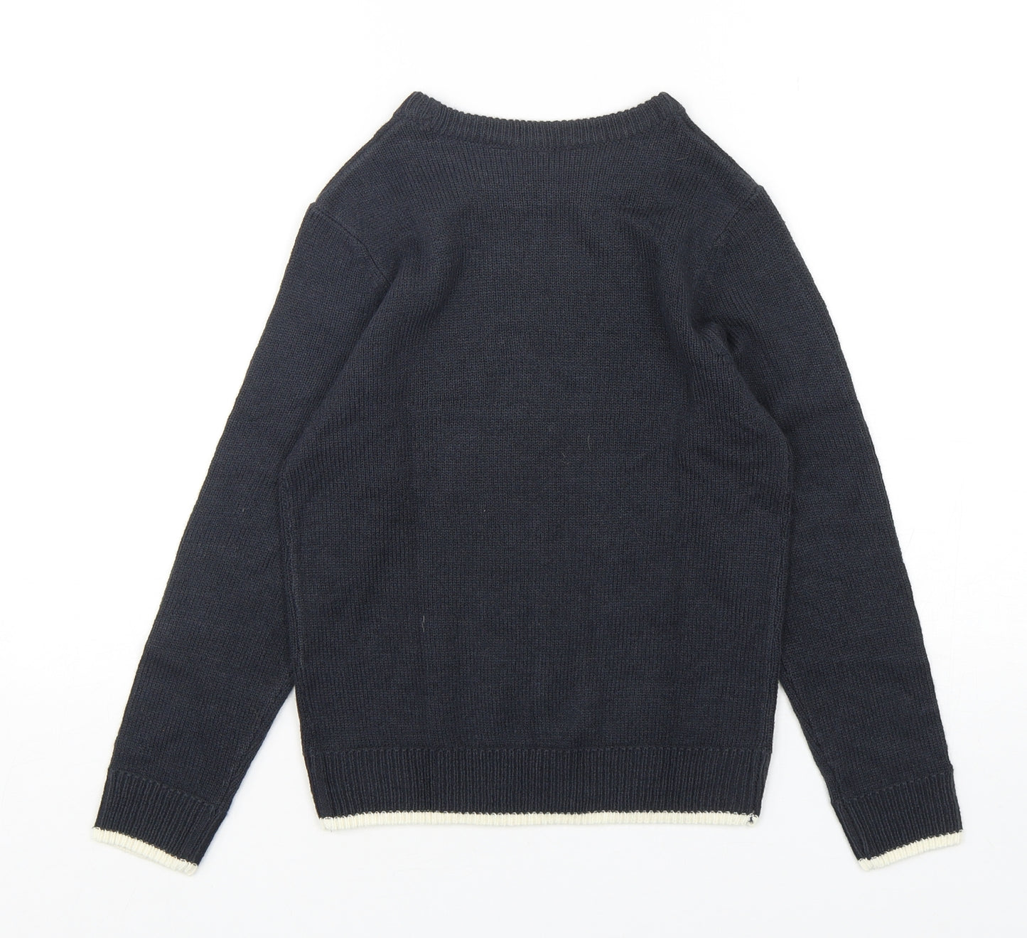 H&M Boys Blue Round Neck  Acrylic Pullover Jumper Size 7-8 Years  Pullover