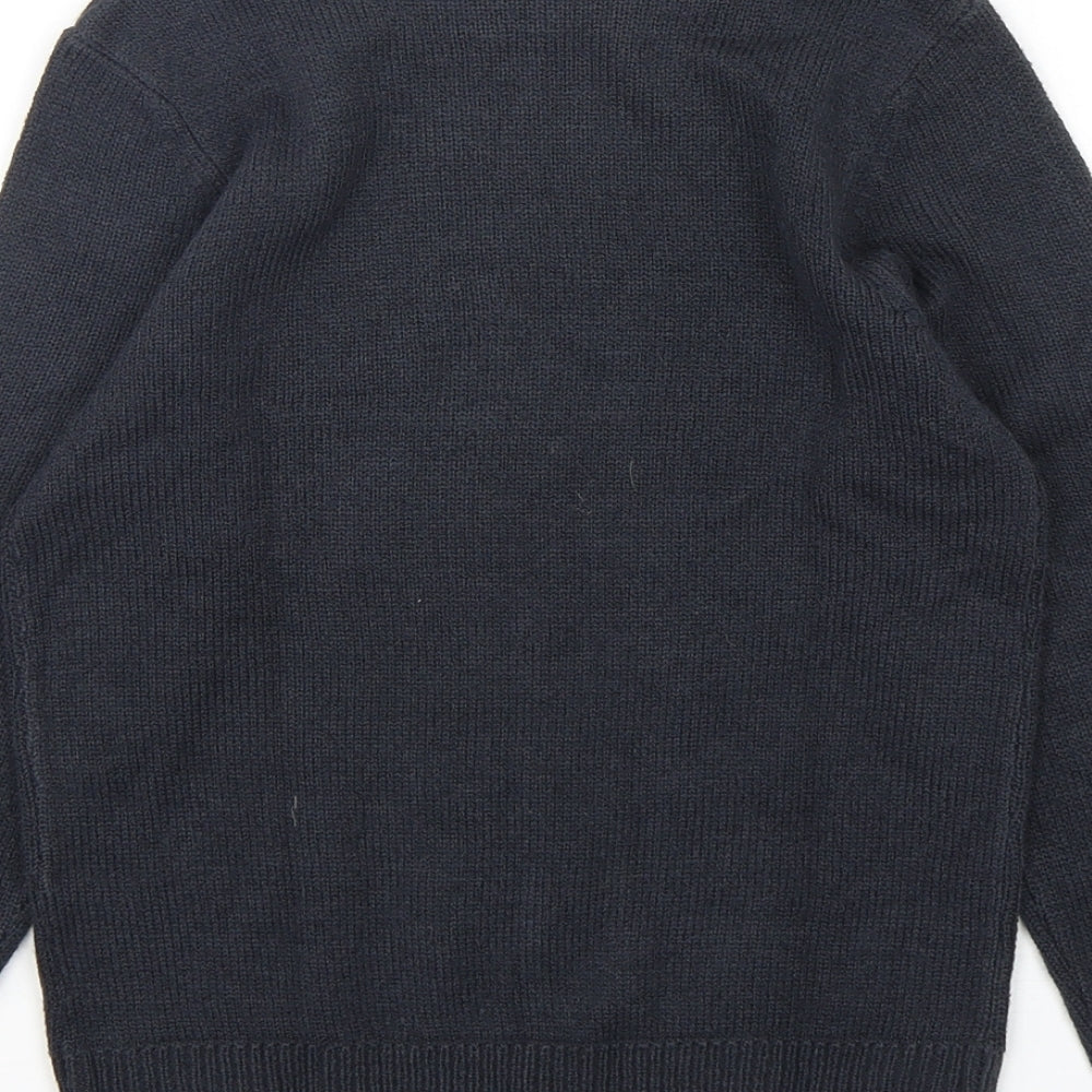 H&M Boys Blue Round Neck  Acrylic Pullover Jumper Size 7-8 Years  Pullover