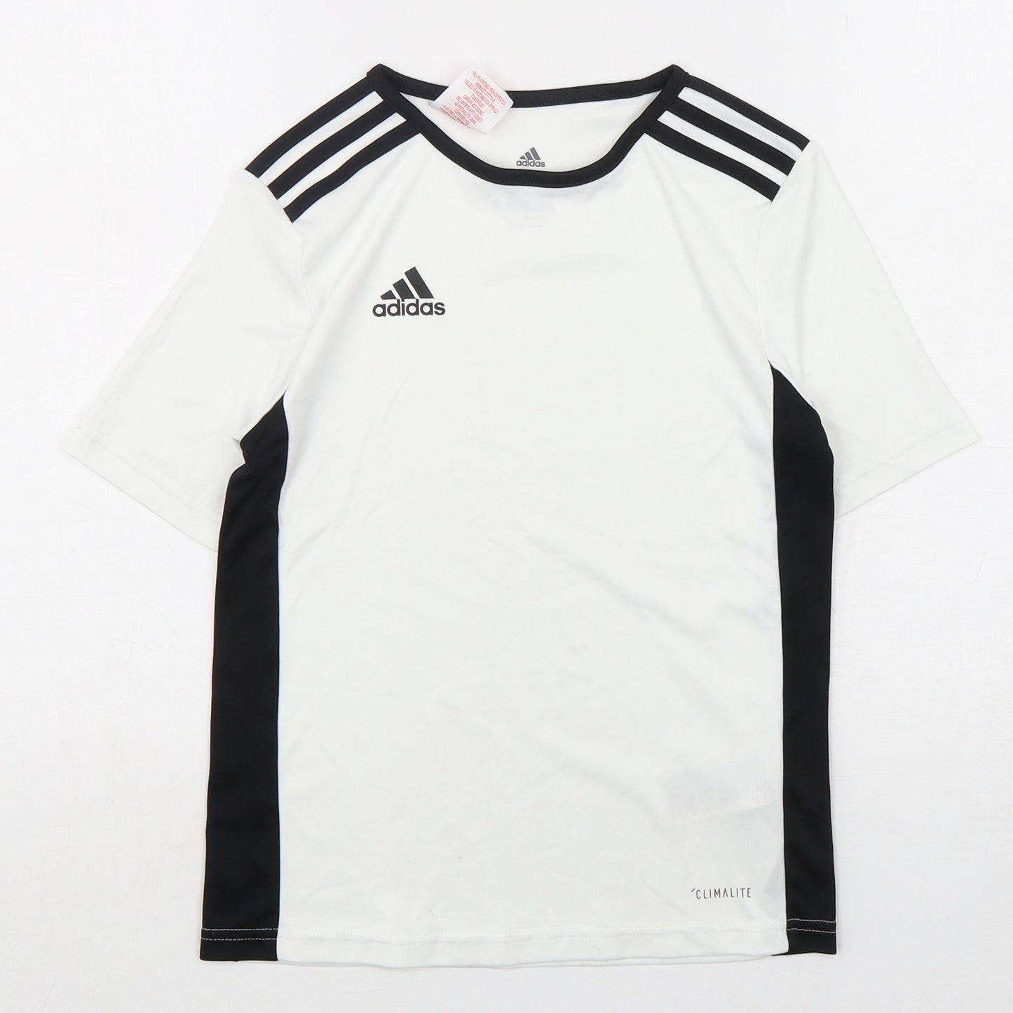 adidas Boys White  Polyester Basic T-Shirt Size 9-10 Years Round Neck Pullover