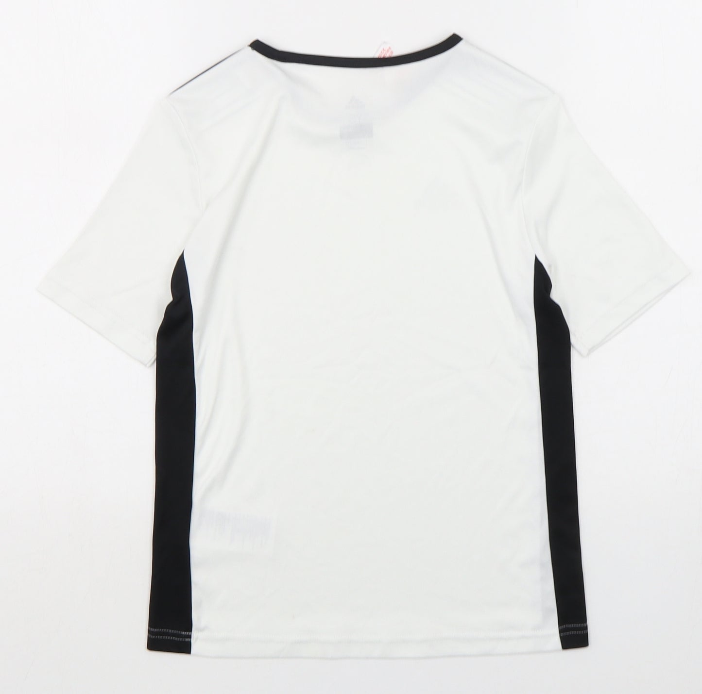 adidas Boys White  Polyester Basic T-Shirt Size 9-10 Years Round Neck Pullover