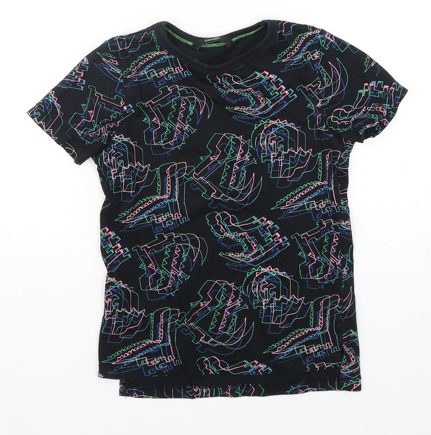 George Boys Multicoloured Geometric Cotton Basic T-Shirt Size 5-6 Years Round Neck Pullover - Dinosaur Print